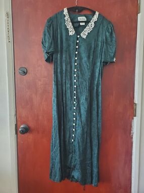 Vintage Dark Green Detailed Dress